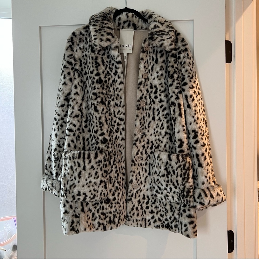 Rebecca Taylor Leopard Faux Fur Coat